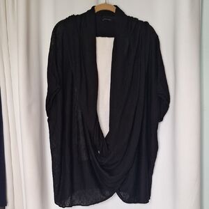 Lafayette 148 New York Black Drape Tunic Linen Blend Size XL